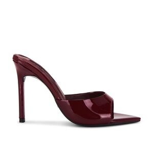 Tony Bianco Glossy Burgundy Open-Toe Stiletto Mule